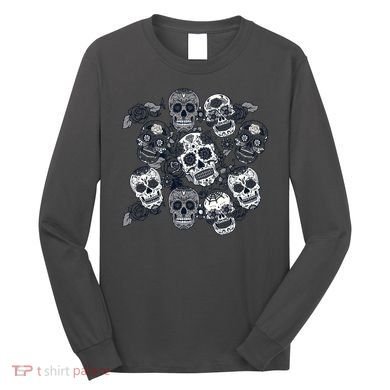 Day Of The Dead Skull Mash Up Long Sleeve Shirt
