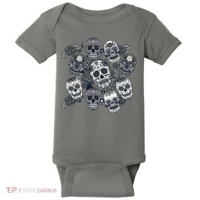 Day Of The Dead Skull Mash Up Baby Bodysuit