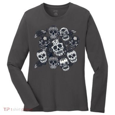 Day Of The Dead Skull Mash Up Women's Long Sleeve Shirt
