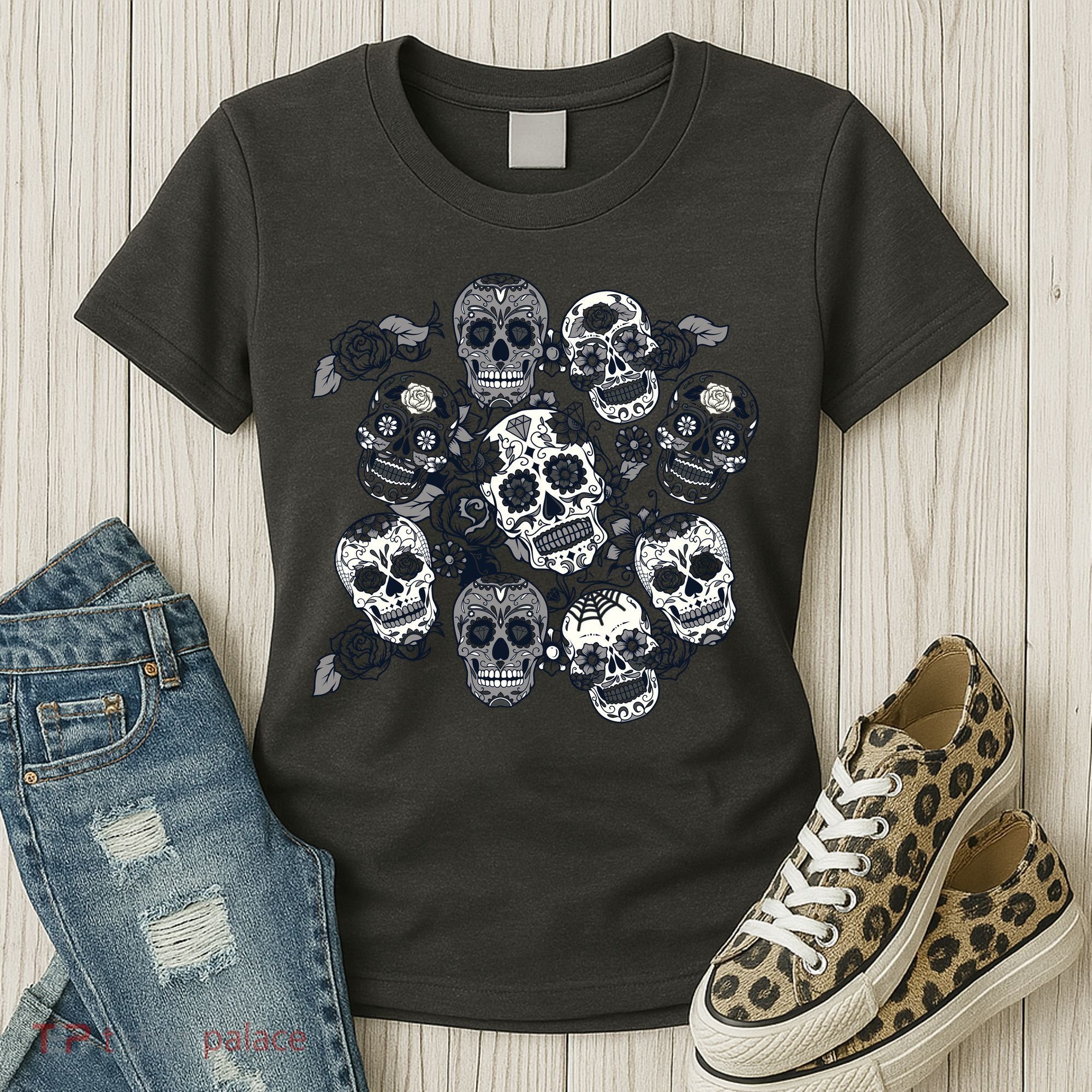 Day Of The Dead Skull Mash Up Women's T-Shirt