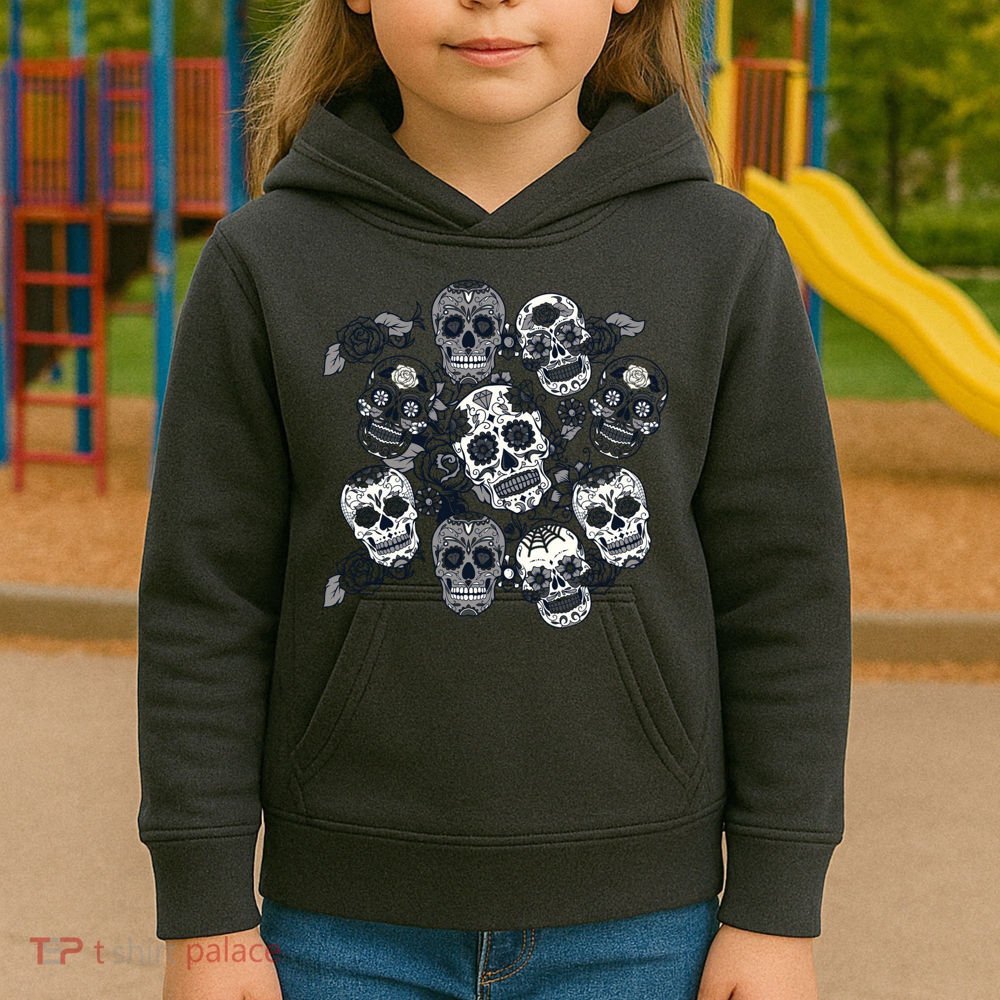 Day Of The Dead Skull Mash Up Kids Hoodie