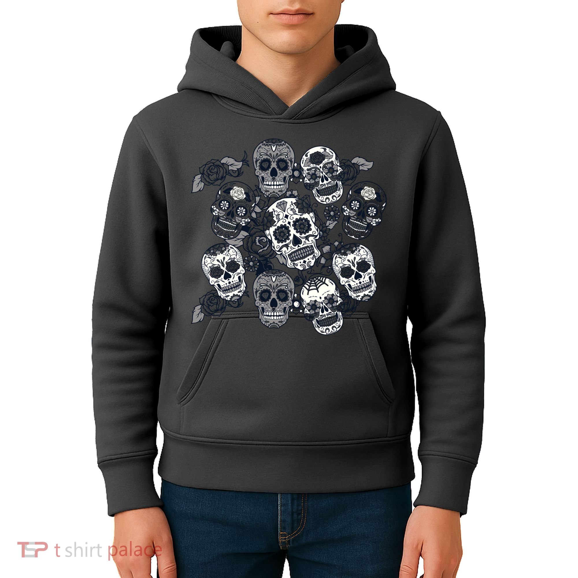 Day Of The Dead Skull Mash Up Kids Hoodie