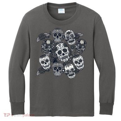 Day Of The Dead Skull Mash Up Kids Long Sleeve Shirt