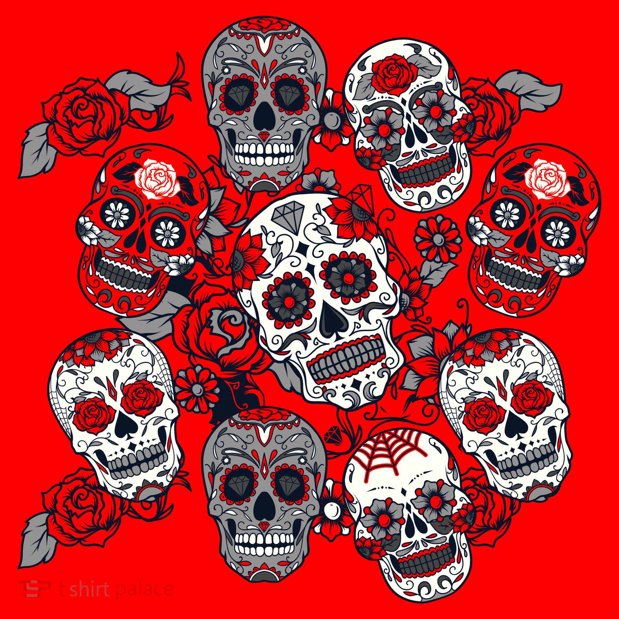 Day Of The Dead Skull Mash Up Santa Hat