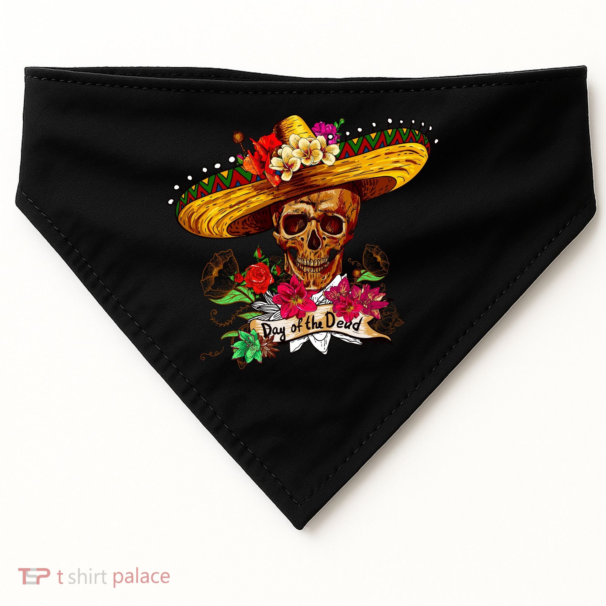 Day of the Dead Sugar Skull Sombrero USA-Made Doggie Bandana