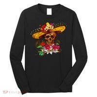 Day of the Dead Sugar Skull Sombrero Long Sleeve Shirt thumb 0