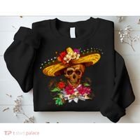 Day of the Dead Sugar Skull Sombrero Sweatshirt thumb 2