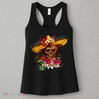 Day of the Dead Sugar Skull Sombrero Women's Tank Top thumb 3