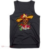 Day of the Dead Sugar Skull Sombrero Tank Top thumb 0