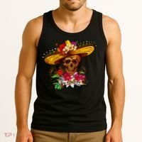 Day of the Dead Sugar Skull Sombrero Tank Top thumb 3