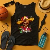 Day of the Dead Sugar Skull Sombrero Tank Top thumb 4