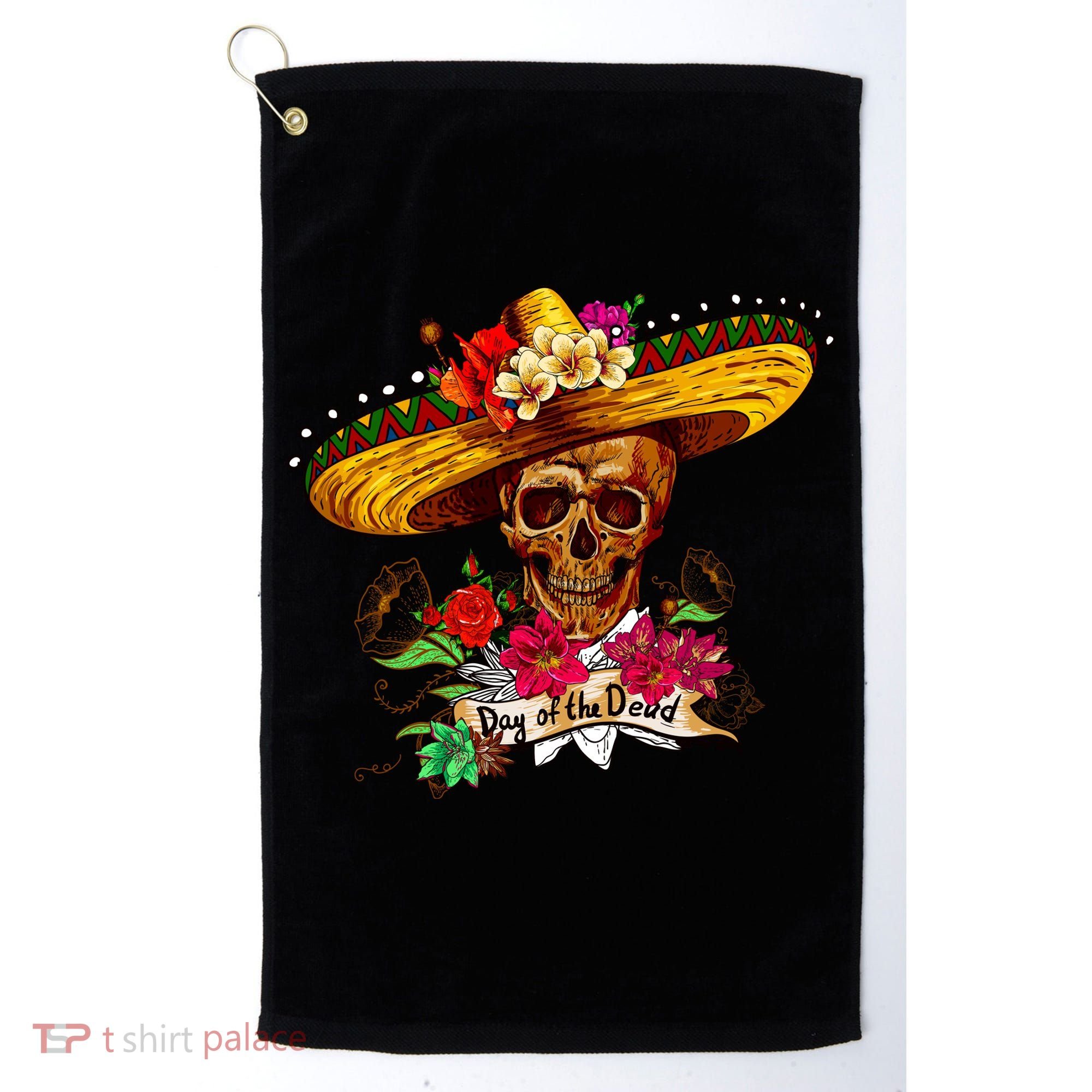 Day of the Dead Sugar Skull Sombrero Golf Towel
