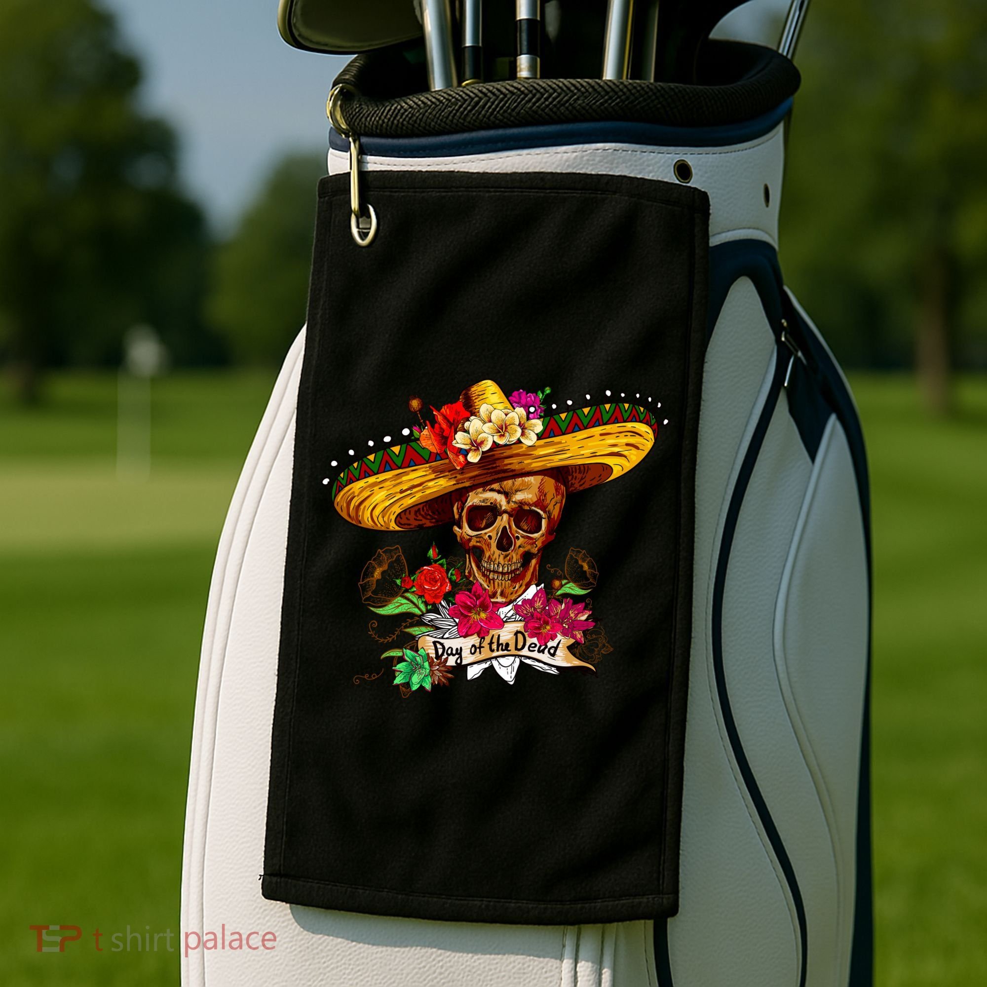 Day of the Dead Sugar Skull Sombrero Golf Towel