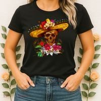 Day of the Dead Sugar Skull Sombrero Women's T-Shirt thumb 2