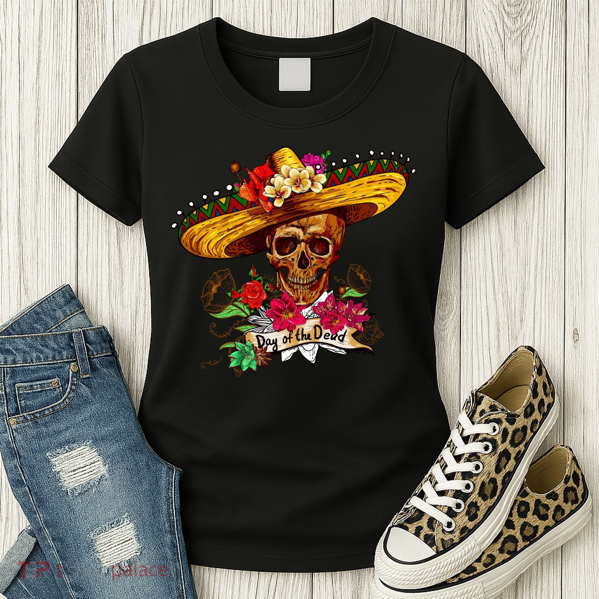 Day of the Dead Sugar Skull Sombrero Women's T-Shirt