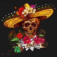 Day of the Dead Sugar Skull Sombrero Women's T-Shirt thumb 6