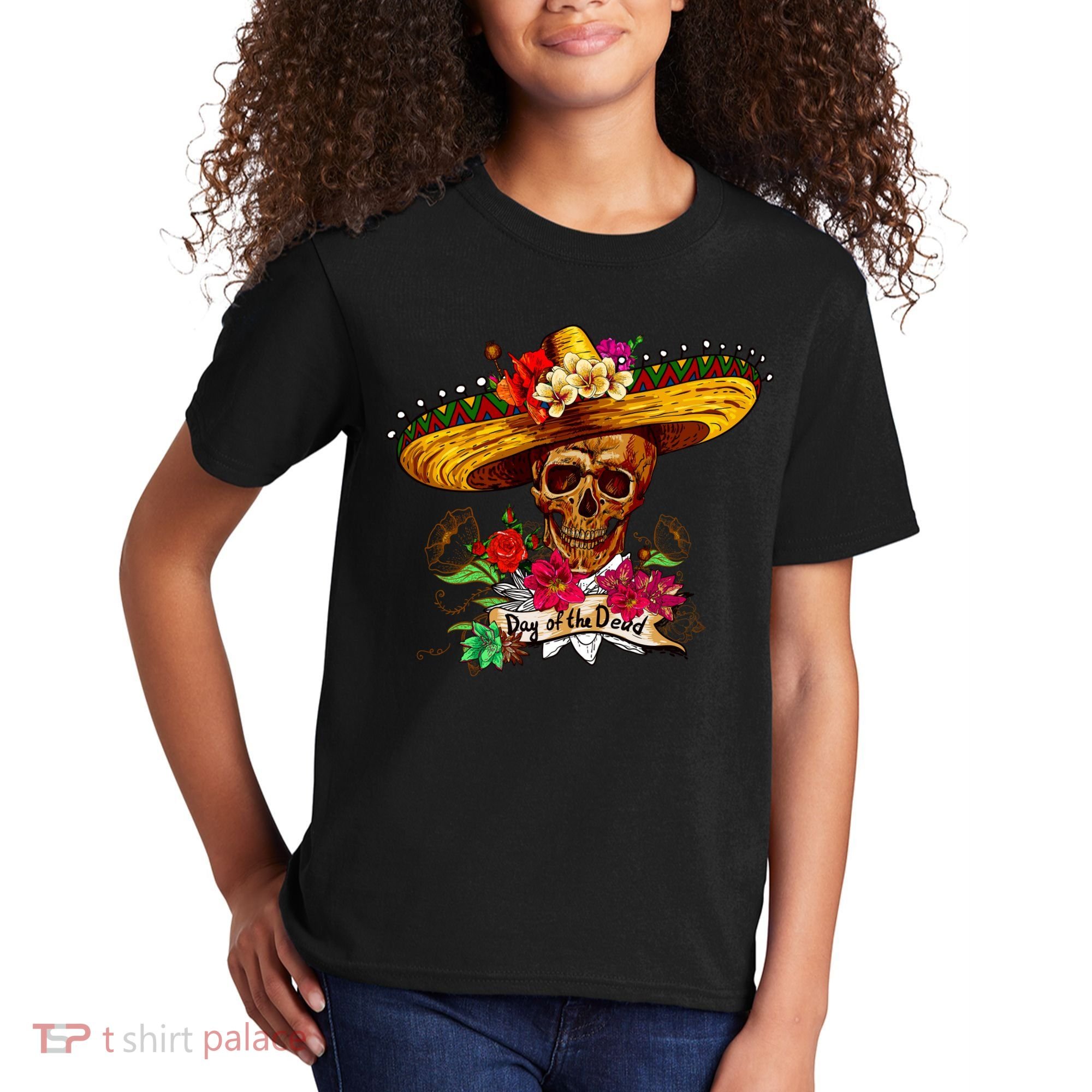 Day of the Dead Sugar Skull Sombrero Kids T-Shirt