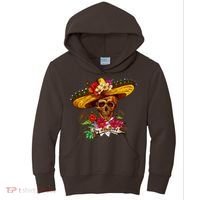 Day of the Dead Sugar Skull Sombrero Kids Hoodie thumb 0