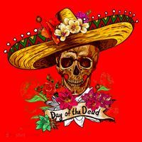 Day of the Dead Sugar Skull Sombrero Santa Hat thumb 1