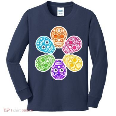 Day of the Dead Skulls Kids Long Sleeve Shirt