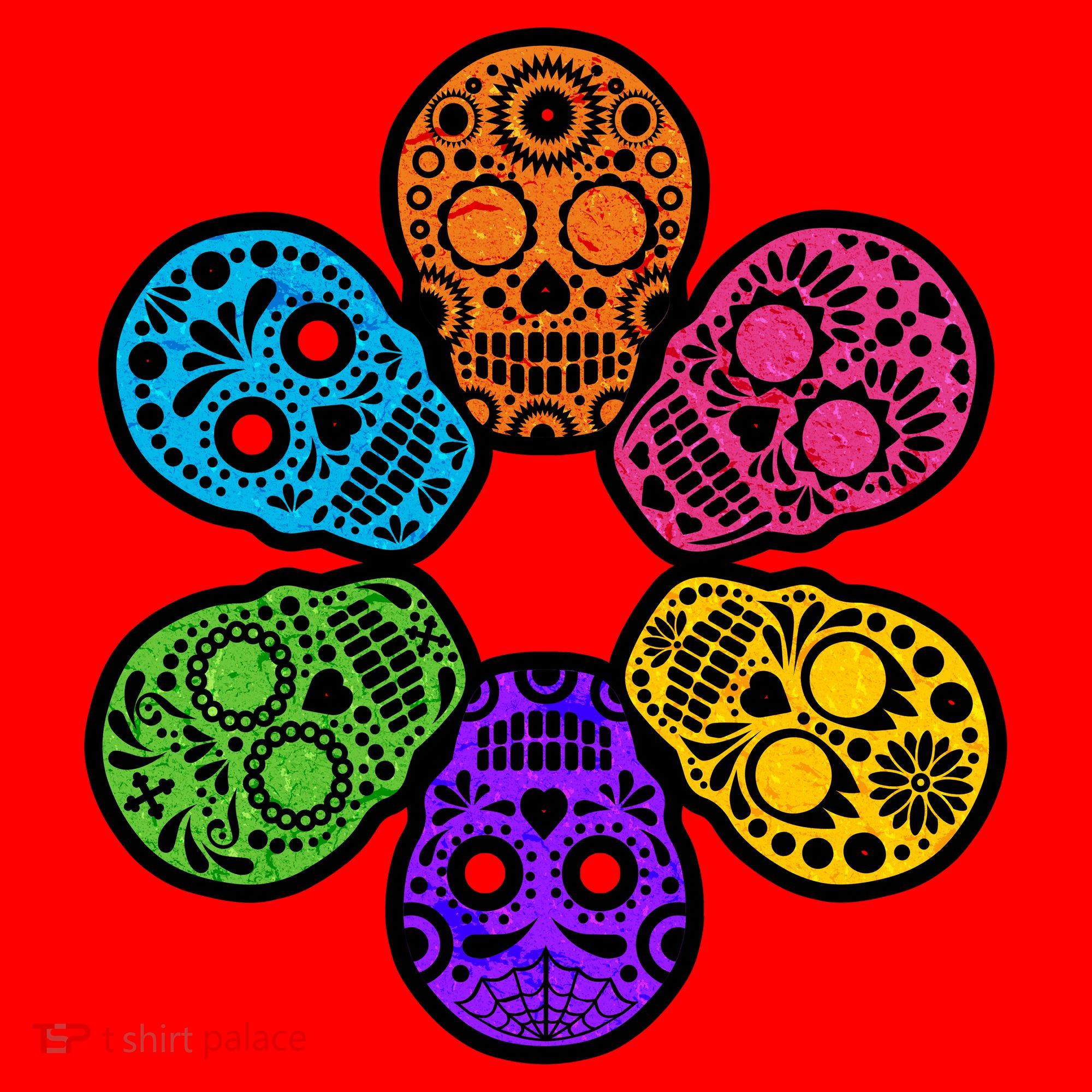 Day of the Dead Skulls Santa Hat