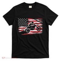 Dirt Bike American Flag Motocross Biker 4th Of July T-Shirt thumb 0
