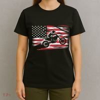 Dirt Bike American Flag Motocross Biker 4th Of July T-Shirt thumb 4