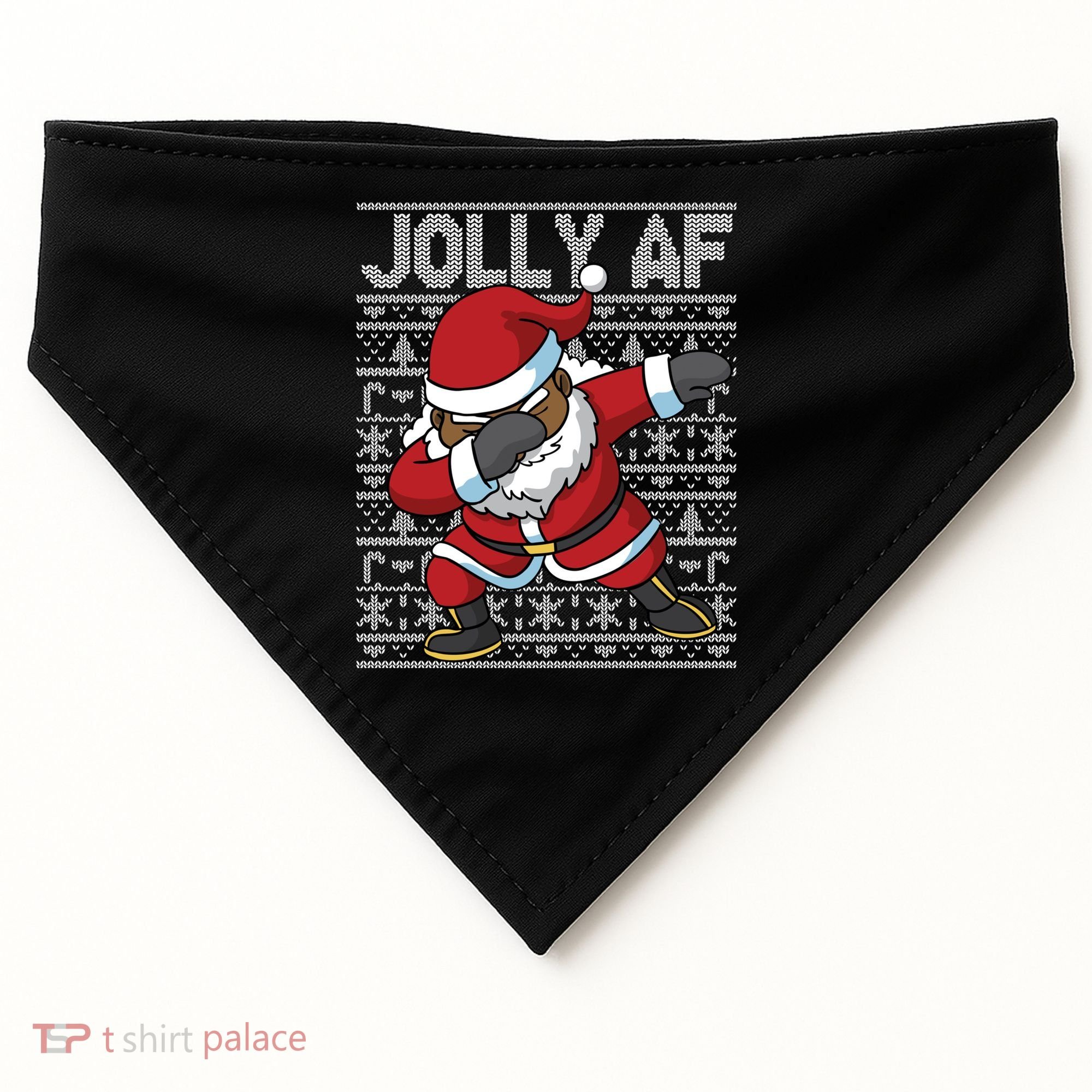 Dabbing Black African American Santa Claus Jolly Af Funny Great Gift USA-Made Doggie Bandana