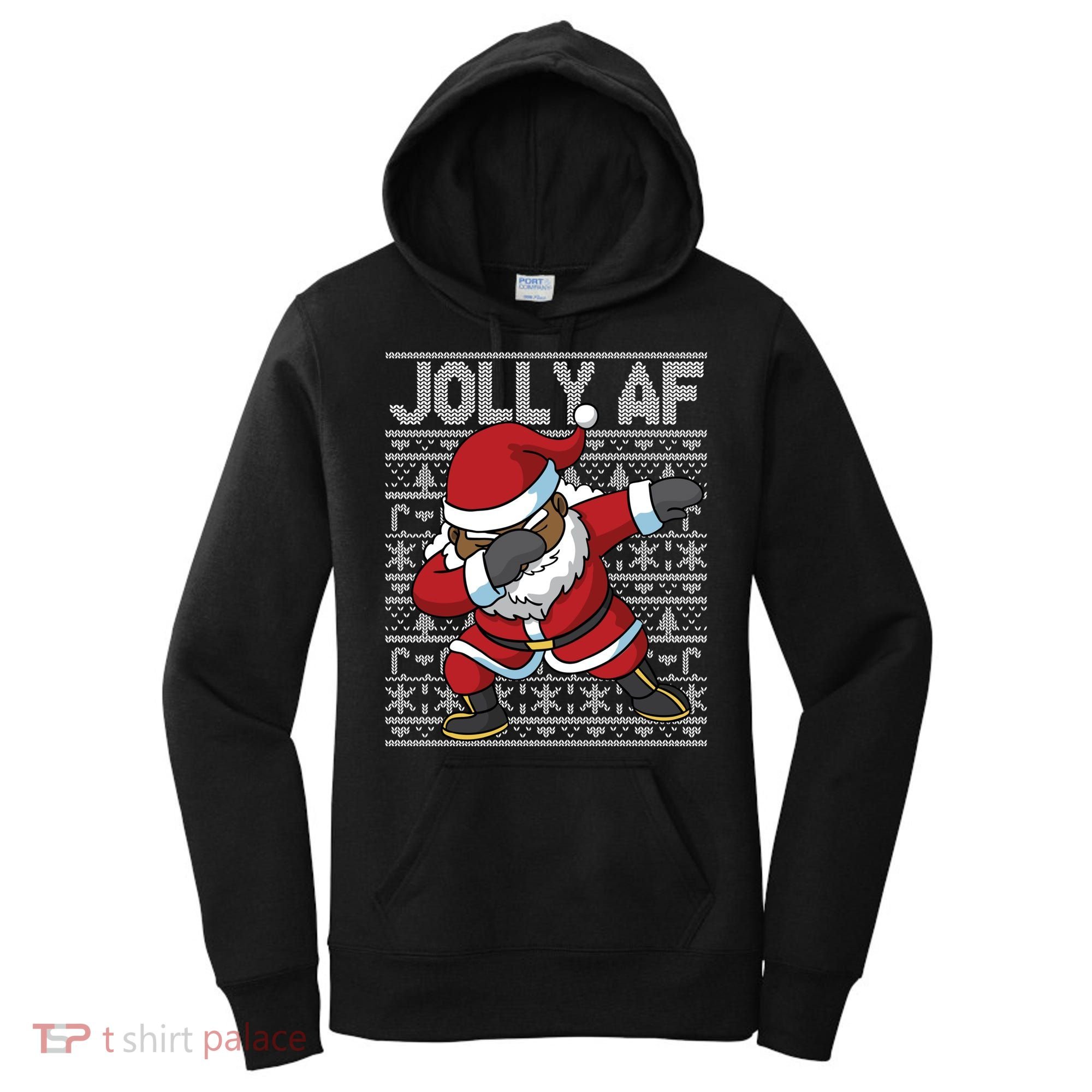 Dabbing Black African American Santa Claus Jolly Af Funny Great Gift Women's Hoodie