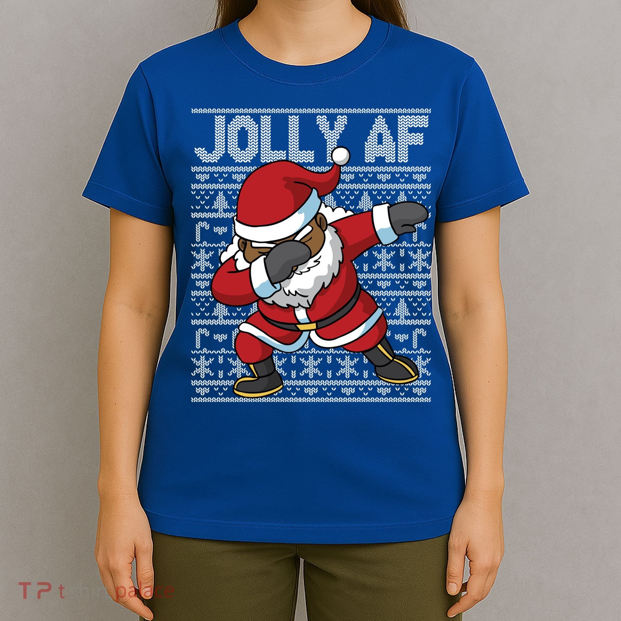 Dabbing Black African American Santa Claus Jolly Af Funny Great Gift T-Shirt