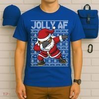 Dabbing Black African American Santa Claus Jolly Af Funny Great Gift T-Shirt thumb 6