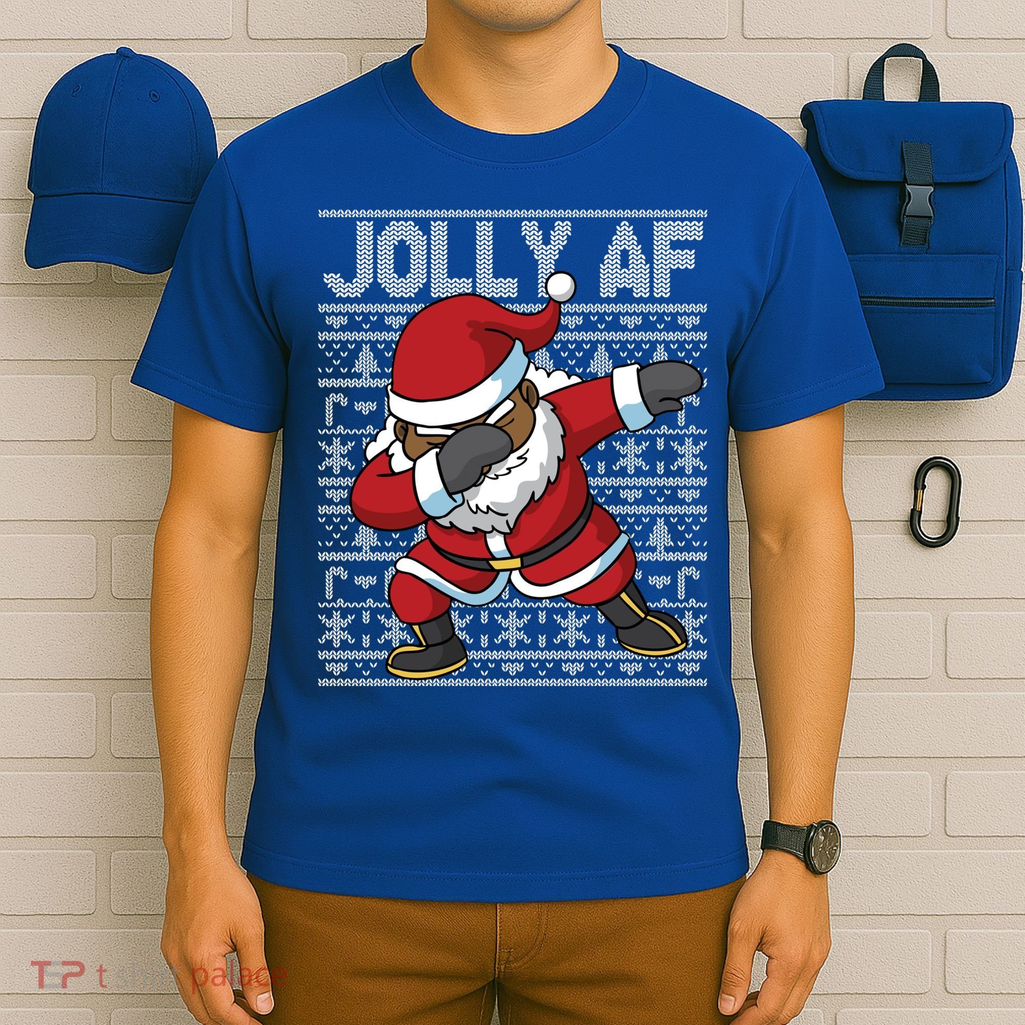 Dabbing Black African American Santa Claus Jolly Af Funny Great Gift T-Shirt