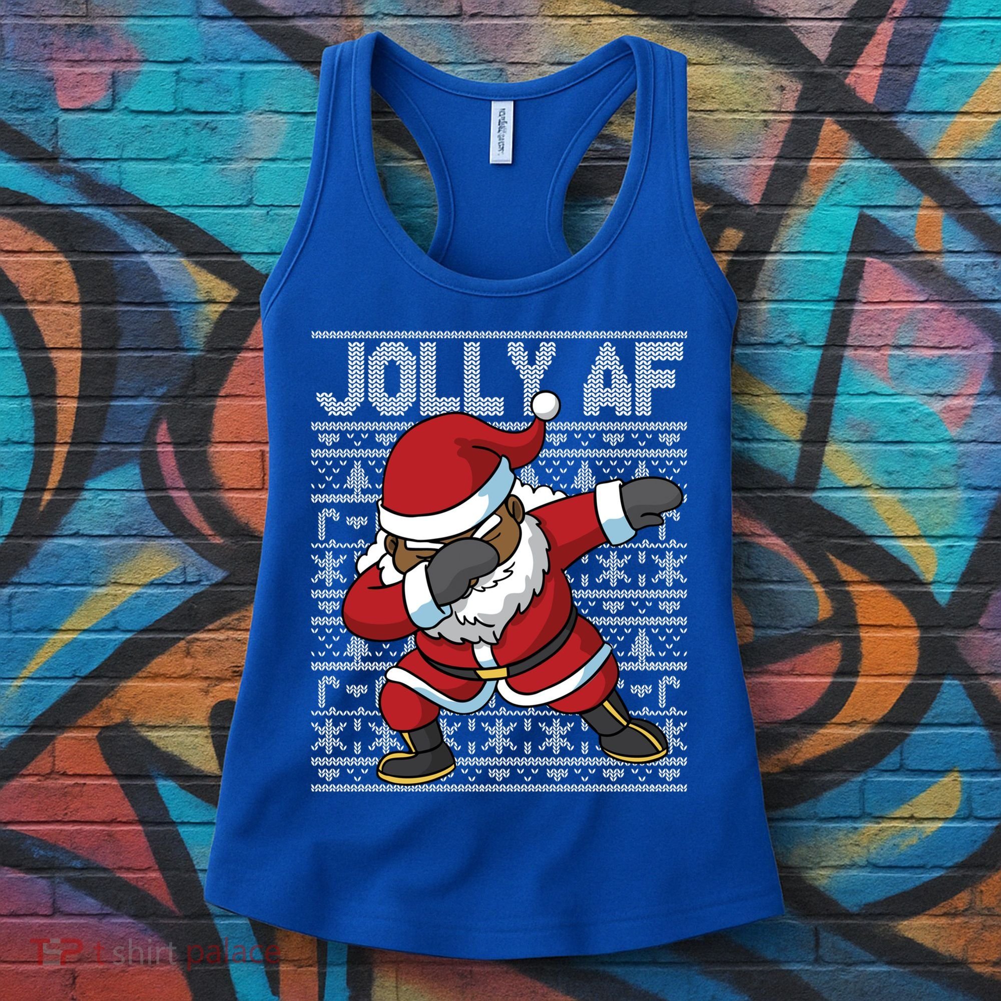 Dabbing Black African American Santa Claus Jolly Af Funny Great Gift Women's Tank Top