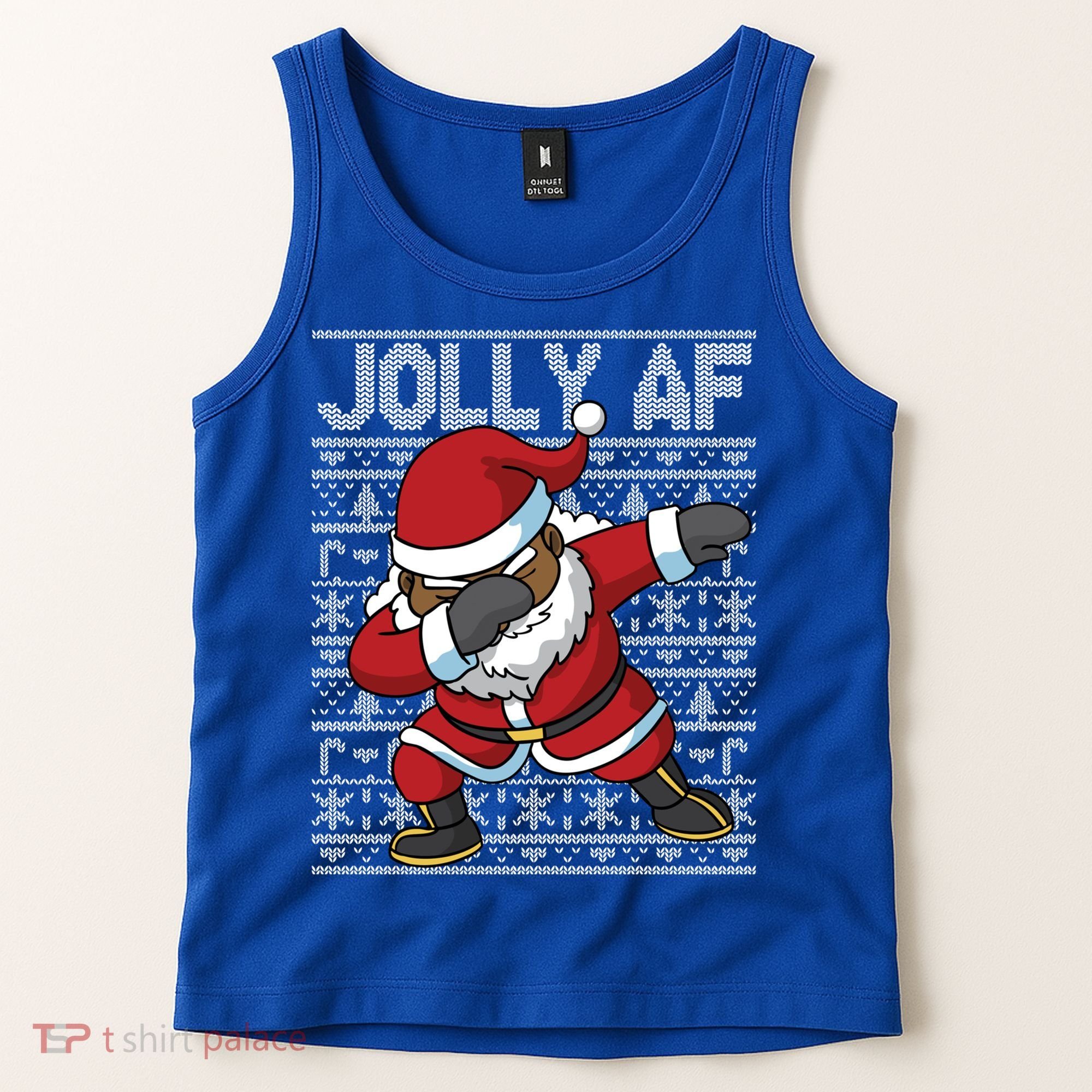 Dabbing Black African American Santa Claus Jolly Af Funny Great Gift Tank Top