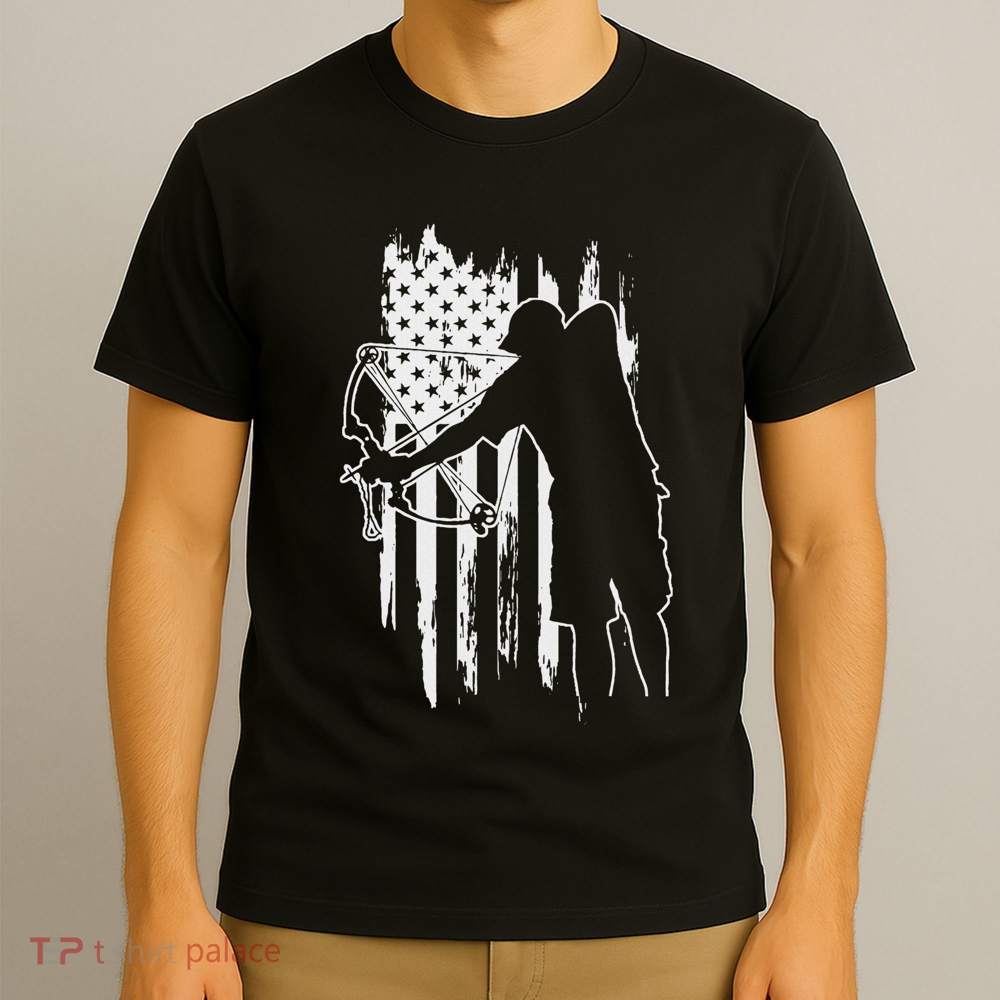 Dad Bowfishing Archer American Flag Vintage Great Gift T-Shirt