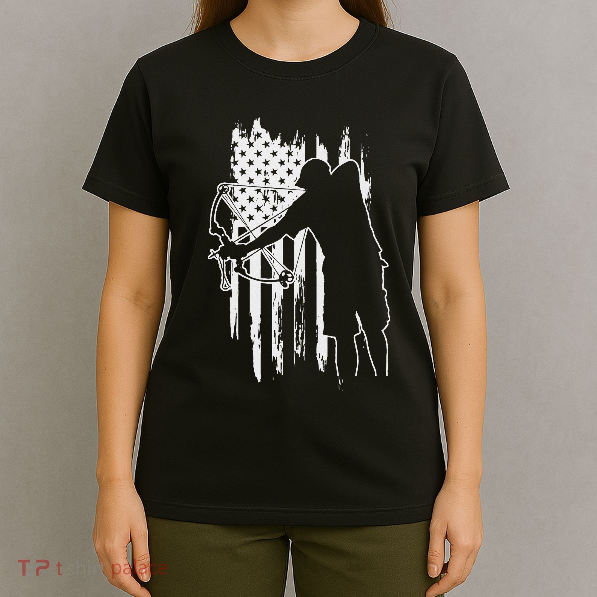 Dad Bowfishing Archer American Flag Vintage Great Gift T-Shirt