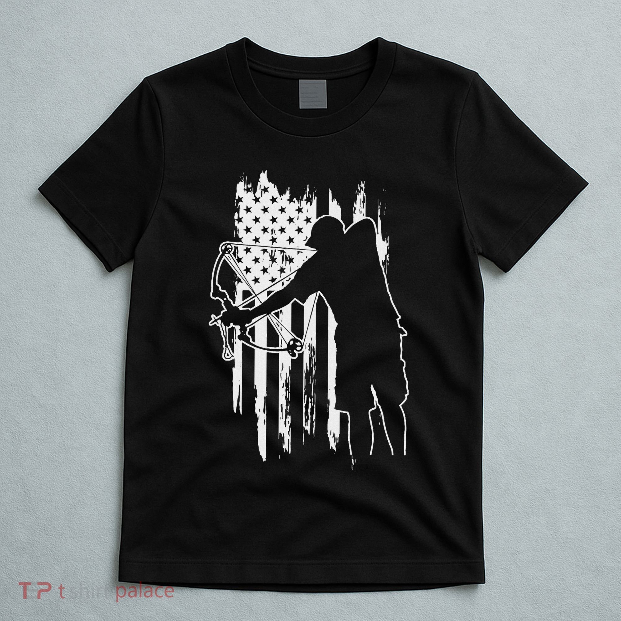 Dad Bowfishing Archer American Flag Vintage Great Gift T-Shirt