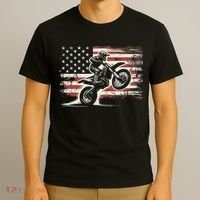 Dirt Bike American Flag Motocross Biker Vintage Usa T-Shirt thumb 3