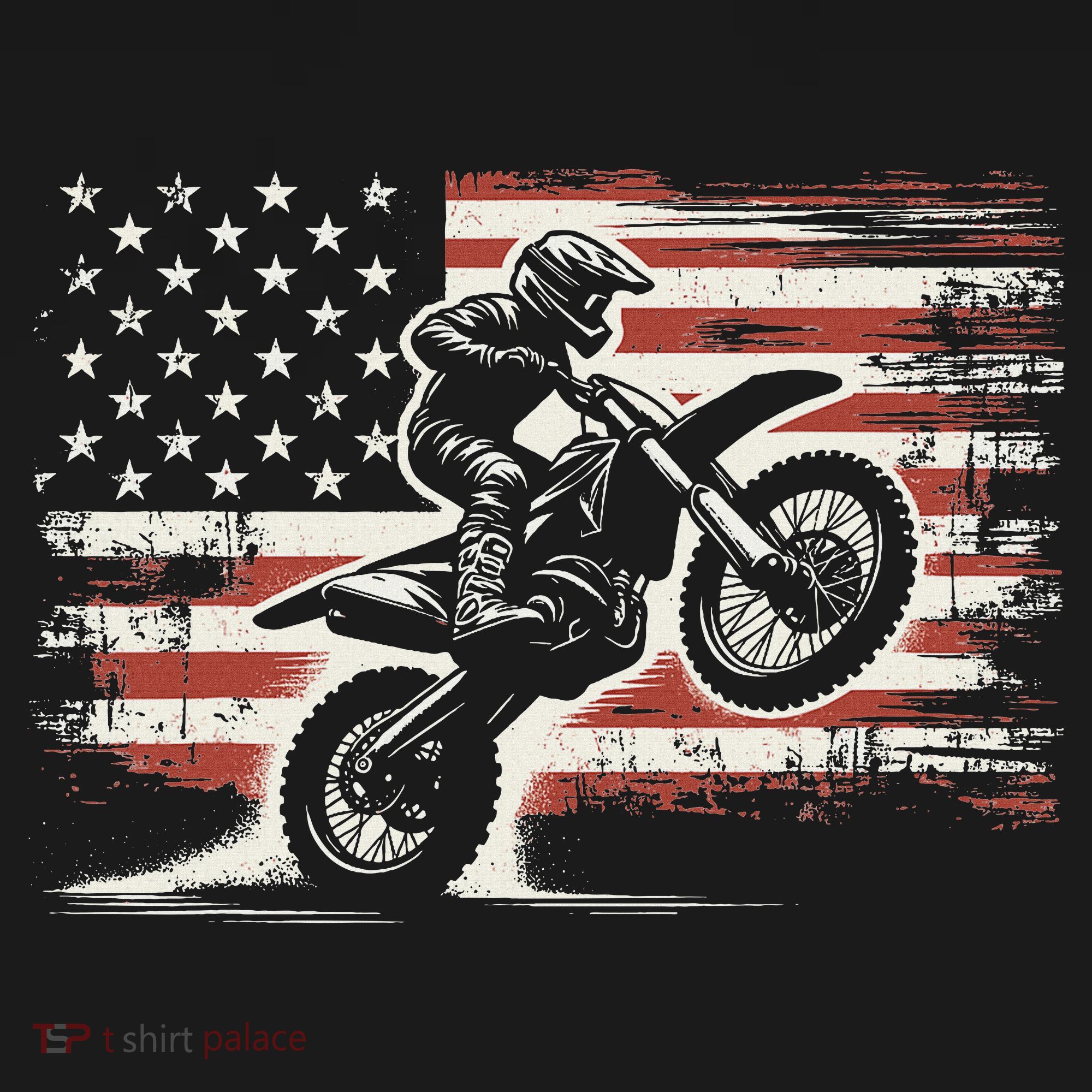 Dirt Bike American Flag Motocross Biker Vintage Usa T-Shirt