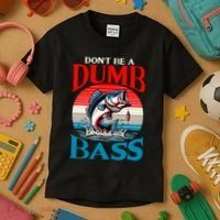 DonT Be A Dumb Bass Funny Fishing Kids T-Shirt thumb 3