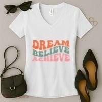 Dream Believe Achieve Positive Quote Women's V-Neck T-Shirt thumb 2