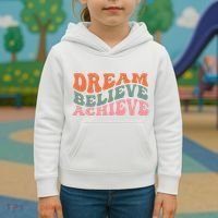 Dream Believe Achieve Positive Quote Kids Hoodie thumb 3