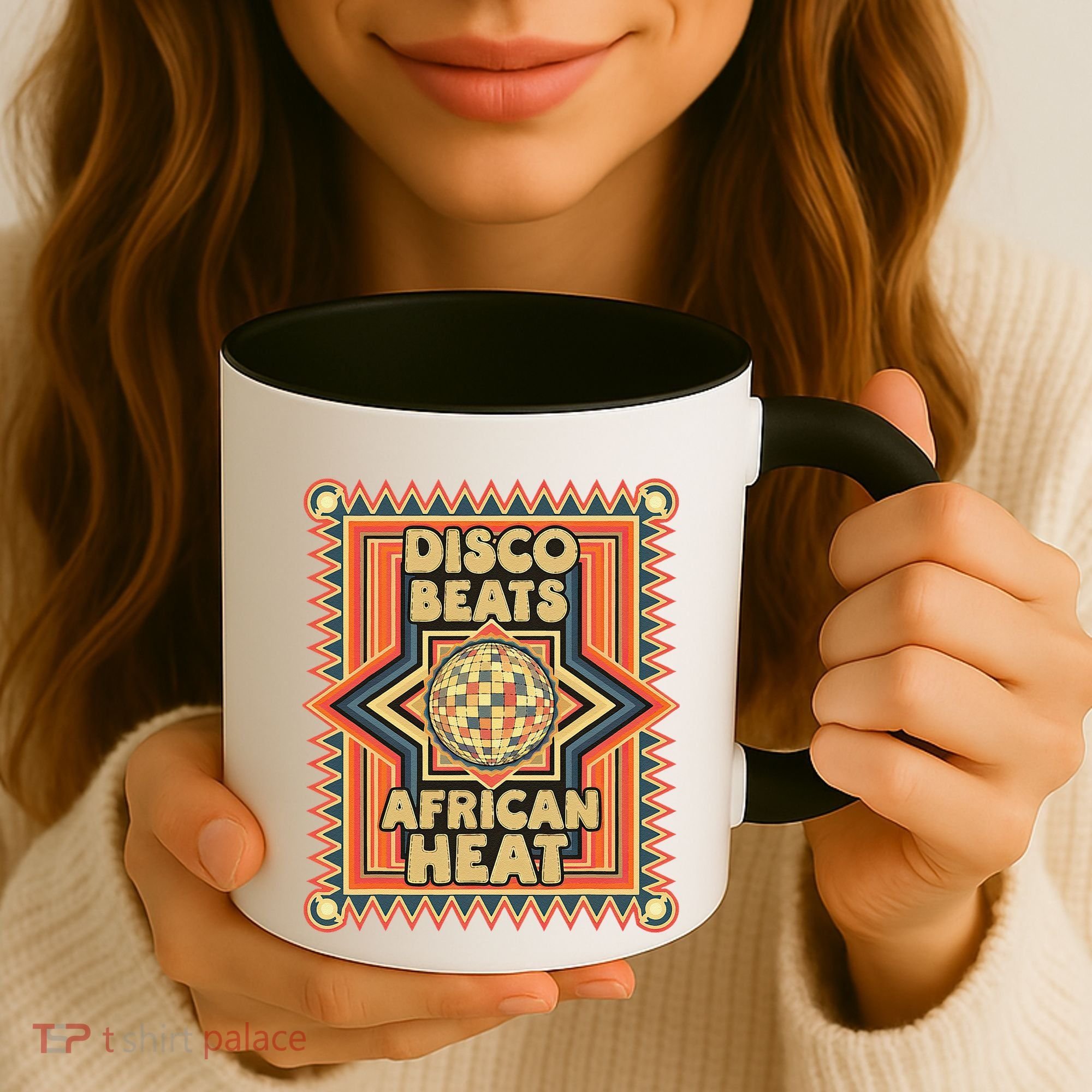Disco Beats African Heat Retro 1970s Soul Music Coffee Mug