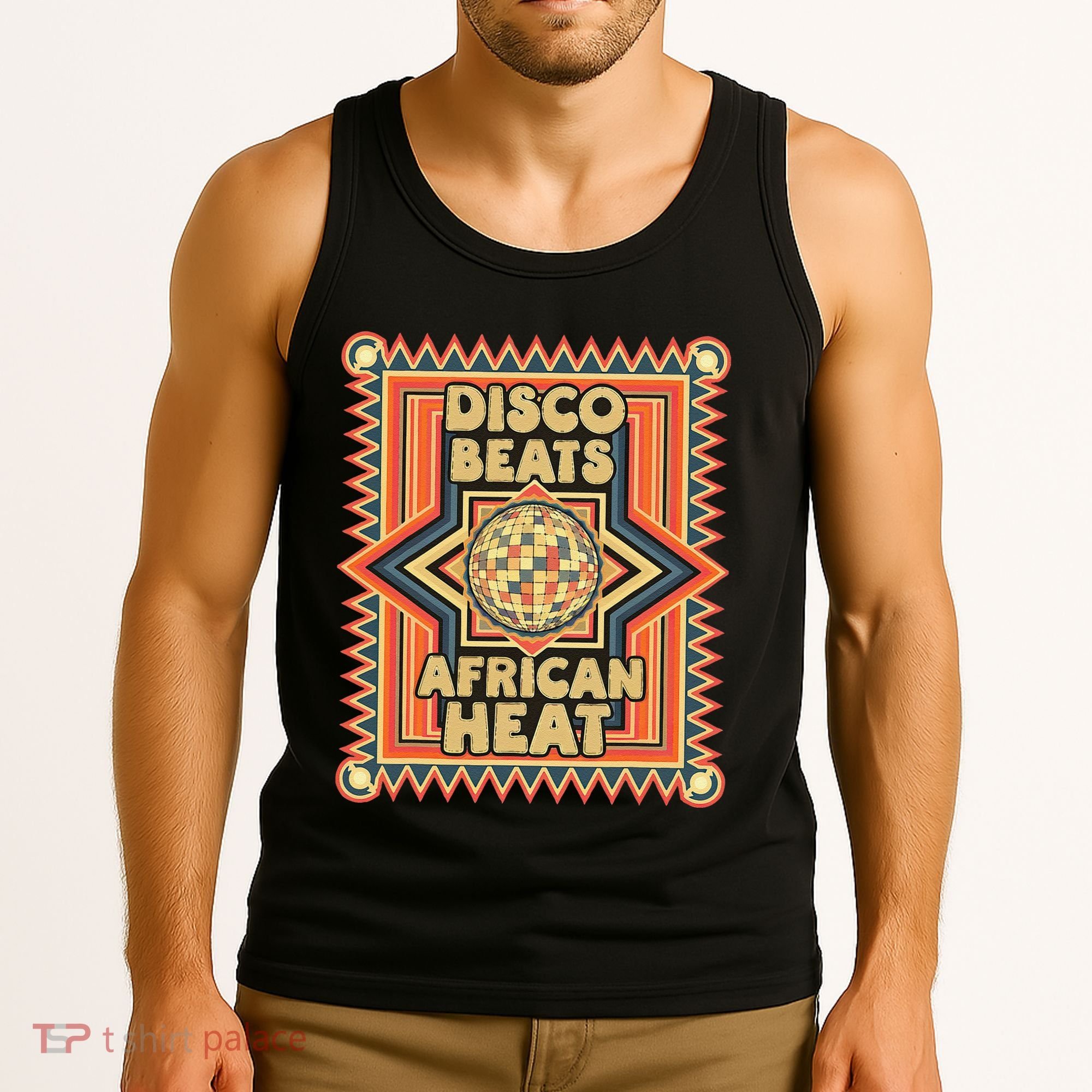 Disco Beats African Heat Retro 1970s Soul Music Tank Top