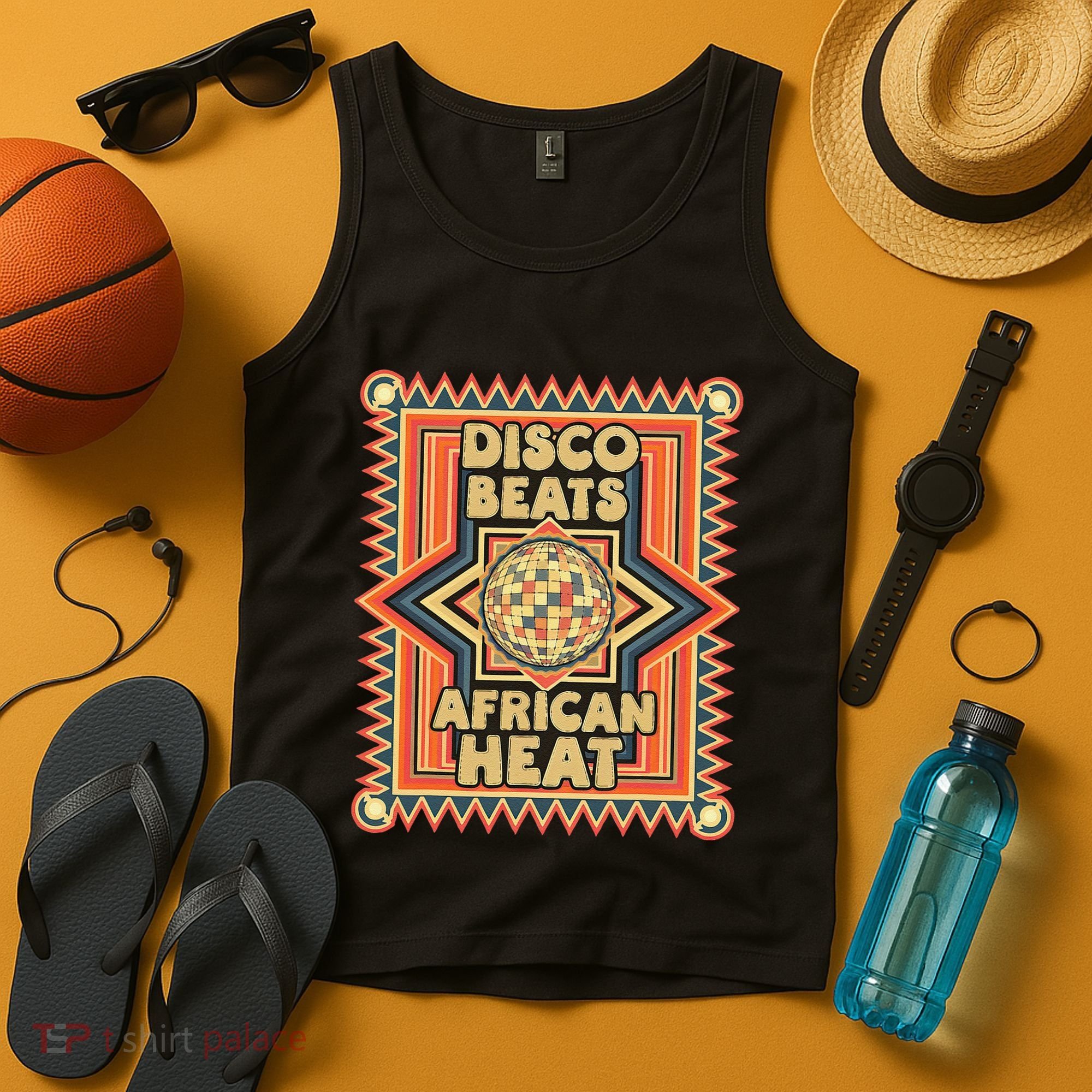 Disco Beats African Heat Retro 1970s Soul Music Tank Top