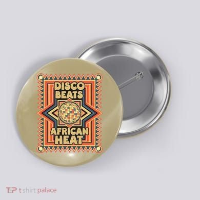 Disco Beats African Heat Retro 1970s Soul Music Button