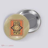 Disco Beats African Heat Retro 1970s Soul Music Button thumb 0