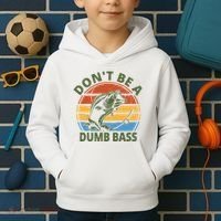 Dont Be A Dumb Bass Funny Fishing Kids Hoodie thumb 2