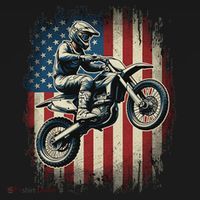 Dirt Bike American Flag Motocross Biker Usa Vintage T-Shirt thumb 7