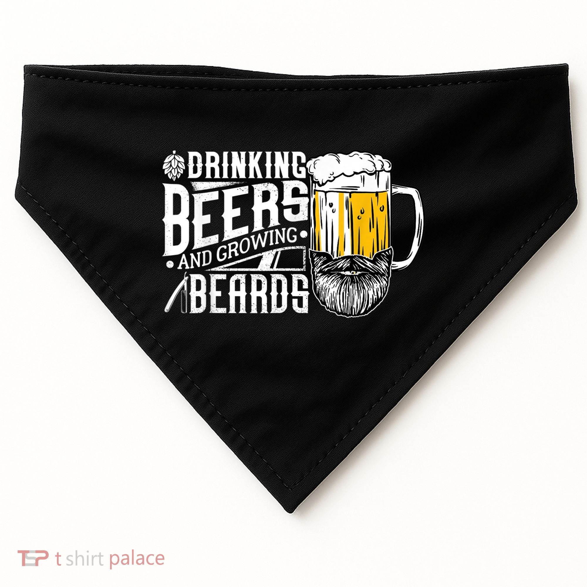 Drinking Beers And Growing Beards Funny Drinking Party USA-Made Doggie Bandana